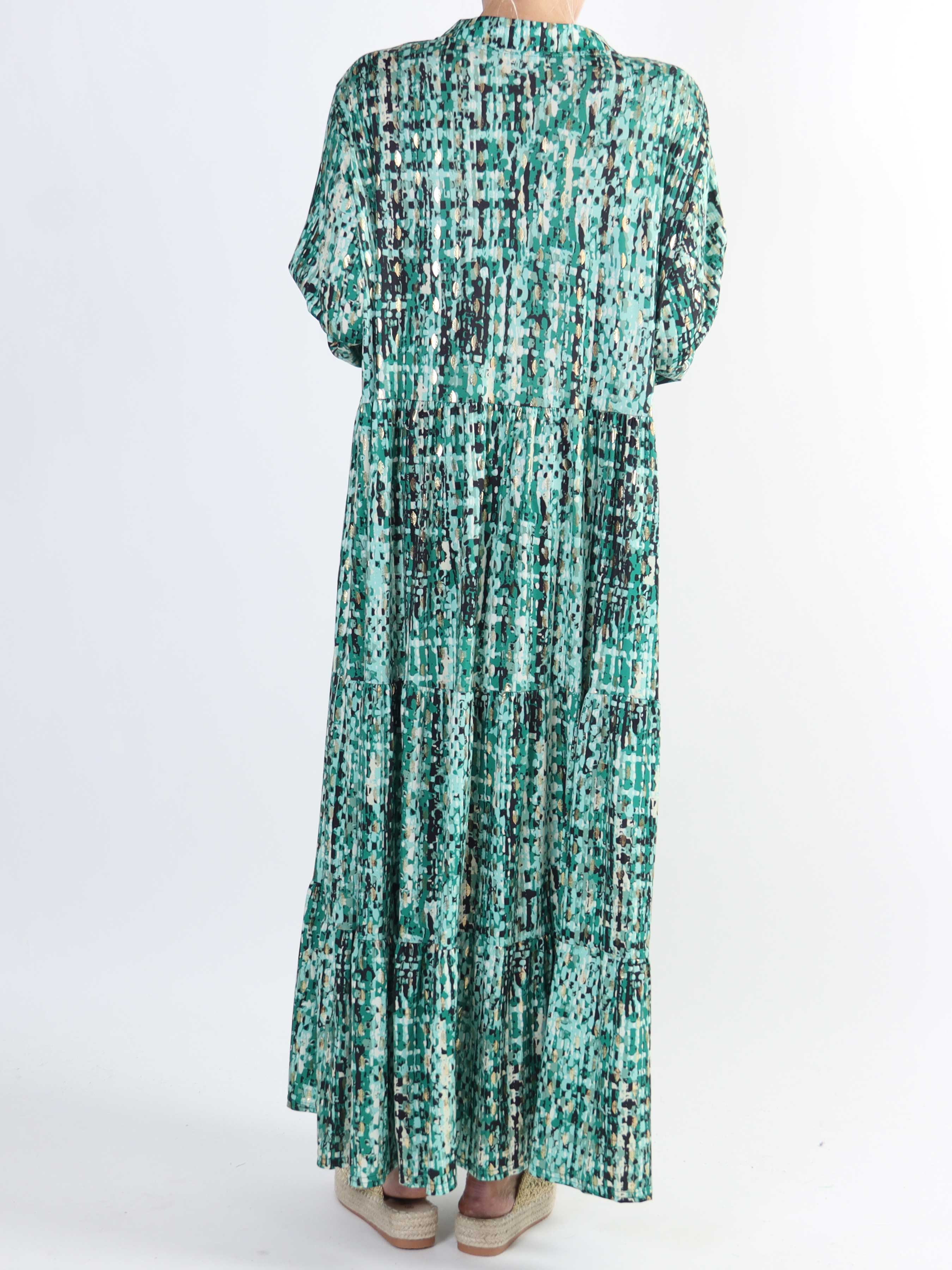 Milano Pattern - Lang mønstret plus size kjole med lag på lag look